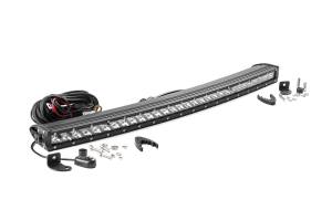 Rough Country - Rough Country Cree Chrome Series LED Light Bar 30 in. Single Row Curved 12000 Lumens 150 Watts Spot Beam IP67 Rating Incl. Wire Harness Switch - 72730 - Image 1