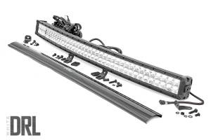 Rough Country Cree Chrome Series Curved LED Light Bar 40 in. Single Row 36000 Lumens 400 Watts Spot Beam IP67/IP69K Rating Incl. Wire Harness Switch - 72940D