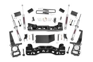 Rough Country - Rough Country Suspension Lift Kit 4 in. Black Series Front Lifted Knuckles Upper Strut Spacers Front/Rear Cross Member Sway-Bar Drop Brackets Brake Line Brackets Driveshaft Spacer - 57431 - Image 2