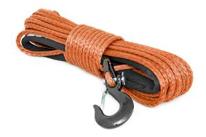 Rough Country Synthetic Rope Rated Up To 16000lbs 85 Feet high Quality Synthetic Rope Incl. Clevis Hook And Protective Sleeve Orange - RS111