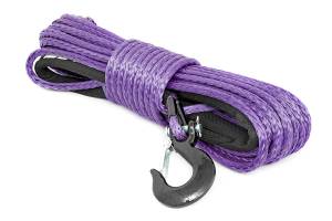 Rough Country Synthetic Rope Rated Up To 16000lbs 85 Feet high Quality Synthetic Rope Incl. Clevis Hook And Protective Sleeve Purple - RS112