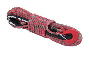 Rough Country Synthetic Rope Rated Up To 16000lbs 85 Feet high Quality Synthetic Rope Incl. Clevis Hook And Protective Sleeve Red/Grey - RS116