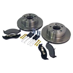 Crown Automotive Jeep Replacement Disc Brake Service Kit Front w/1 Pc. Cast Rotor Kit Includes Pads/Rotors/Springs/Bushings/Sleeves/Pins  -  5016434K