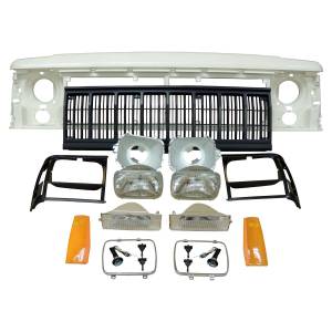 Body - Frame & Structural Components - Crown Automotive Jeep Replacement - Crown Automotive Jeep Replacement Header Panel Kit Incl. Header Panel/Headlamps/Bulbs/Bezels/Adjusters/Parking Lamps/Sidemarker Lamps/Grilles/Headlamp Seats/Headlamp Rings/Hardware.  -  55054945K