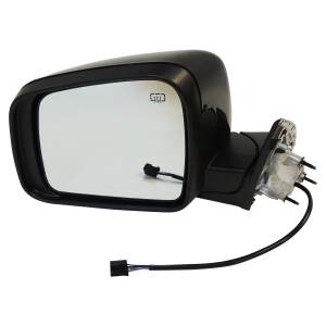 Crown Automotive Jeep Replacement Door Mirror Left Power Heated Manual Fold-Away Textured Black Finish w/Black Plastic Paintable Insert  -  1NT49AXRAI
