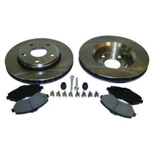 Crown Automotive Jeep Replacement Disc Brake Service Kit Front For Use w/11.89 in. Rotors Incl. Pads Rotors Springs Pins Boots  -  52060137K