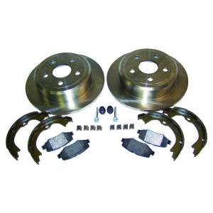 Crown Automotive Jeep Replacement - Crown Automotive Jeep Replacement Disc Brake Service Kit Rear Kit Includes Pads/Rotors/Parking Brake Shoe And Lining Kit/Boots/Pins/Spring  -  52060147K - Image 2