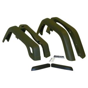 Fenders & Related Components - Fender Flares - Crown Automotive Jeep Replacement - Crown Automotive Jeep Replacement Fender Flare Kit 6 Piece OE Width Flat Black  -  55254918K6
