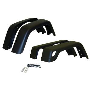 Fenders & Related Components - Fender Flares - Crown Automotive Jeep Replacement - Crown Automotive Jeep Replacement Fender Flare Kit 4 Piece 7 in. Wide Flat Black  -  55254918K7