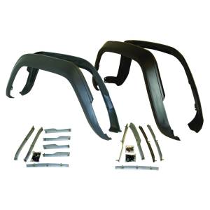 Fenders & Related Components - Fender Flares - Crown Automotive Jeep Replacement - Crown Automotive Jeep Replacement Fender Flare Master Kit Incl. Steel Retainers Hardware Flat Black  -  5AGKM