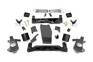 Rough Country Suspension Lift Kit 5 in. Lift Upper Strut Spacers Skid Plate Front/Rear Cross Member Sway Bar Drop Brackets Fabricated Anti-Wrap Lift Blocks Stock Cast Steel - 18300
