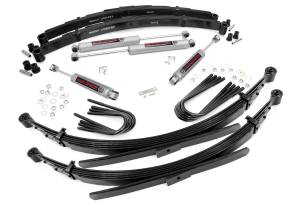 Rough Country Suspension Lift Kit w/Shocks 2 in. Lift Incl. Leaf Springs Brake Line Reloc. U-Bolts Hardware Front and Rear Premium N3 Shocks - 18630