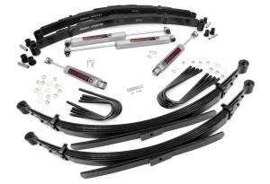 Rough Country Suspension Lift Kit w/Shocks 2 in. Lift Incl. 52 In. Leaf Springs Brake Line Reloc. Brkt. U-Bolts Hardware Front and Rear Premium N3 Shocks - 24030