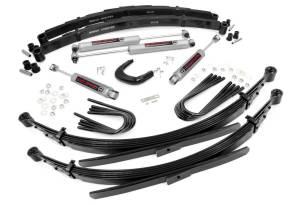 Rough Country Suspension Lift Kit w/Shocks 4 in. Lift Incl. 52 In. Leaf Springs Steering Arm Brake Line Reloc. Brkt. U-Bolts Hardware Front and Rear Premium N3 Shocks - 250-88-9230