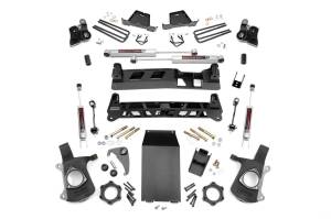 Rough Country Suspension Lift Kit 4 in. Lifted Knuckles Front/Rear Cross Member Non-Torsion Bar Drop Brackets Sway-Bar Links Skid Plate - 25830