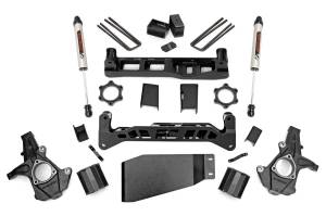 Rough Country Suspension Lift Kit 5 in. Upper Strut Spacers Beefy Lower Skid Plate Sway Bar Drop Brackets Rear 6.5 in. Fabricated Anti Wrap Lift Blocks - 26270