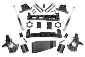 Rough Country Suspension Lift Kit 7.5 in. Upper Strut Spacers Beefy Lower Skid Plate Sway Bar Drop Brackets 6.5 in. Fabricated Anti Wrap Lift Blocks Includes N2.0 Series Shock - 26430