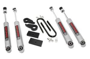 Rough Country Leveling Lift Kit w/Shocks 2.5 in. Front Lift and 1 in. Rear Incl. Torsion bar Keys Blocks U-Bolts Front and Rear Premium N3 Shocks - 47430