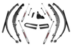 Rough Country Suspension Lift Kit w/Shocks 4 in. Lift Incl. Leaf Springs Trackbar/I-Beam Drop Brkt Pitman Arm Blocks U-Bolts Hardware Front and Rear Premium N3 Shocks - 49230