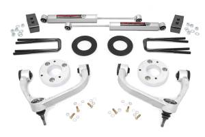 Rough Country Bolt-On Lift Kit w/Shocks 3 in. Lift Incl. Front Upper Control Arms Loaded Lifted Struts Lift Blocks U-Bolts Rear Premium N3 Shocks - 51013
