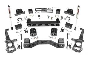 Rough Country Suspension Lift Kit 6 in. w/V2 Shocks Lifted Knuckles Strut Spacers 4 in. Thick Plate Steel Front And Rear Crossmember Brackets w/Hardware - 55370