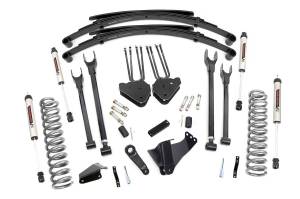 Rough Country Suspension Lift Kit 6 in. 4-Link w/V2 Monotube Shocks Lifted Coil Springs Upper / Lower Control Arms Brackets Extended Sway-Bar Links Bumpstop Spacers Includes Hardware - 58370