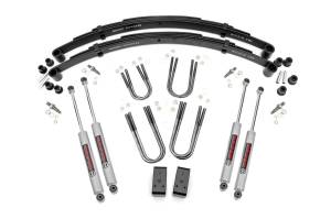 Rough Country Suspension Lift Kit w/Shocks 3 in. Lift Incl. Leaf Springs U-Bolts Hardware Lift Blocks Front and Rear Premium N3 Shocks - 64030
