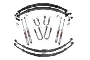 Rough Country Suspension Lift Kit w/Shocks 3 in. Lift Incl. Leaf Springs U-Bolts Hardware Front and Rear Premium N3 Shocks - 64530