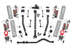 Rough Country Suspension Lift Kit 3.5  Adjustable Lower Control Arms Front/Rear Coil Springs w/Linear Coil Rate Nitrogen Charged Vertex Reservoir Shocks Forged Adjustable Track Bar - 65550