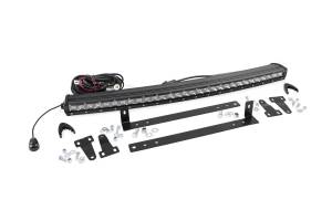 Rough Country Cree Chrome Series LED Light Bar 30 in. Single Row 12000 Lumens 150 Watts Spot Beam IP67 Rating Incl. Grille Mount - 70659