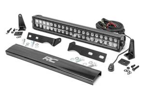 Rough Country Hidden Bumper Black Series LED Light Bar Kit 20 in. Dual Row Light Bar [4] 3W High Intensity Cree LEDs 9600 Lumens 120W Incl. Mounting Brkts. Light Cover - 70773