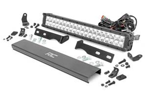 Rough Country Hidden Bumper Chrome Series LED Light Bar Kit 20 in. Dual Row Light Bar [4] 3W High Intensity Cree LEDs 9600 Lumens 120W [20] 3 W Cool White DRL Incl. Brkts. Light Cover - 70775