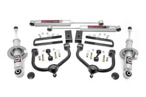 Rough Country Bolt-On Lift Kit w/Shocks 3 in. Lift Incl. Front Upper Control Arms N3 Struts Strut Spacers SwayBar Links Lift Blocks U-Bolts Rear Premium N3 Shocks - 83432