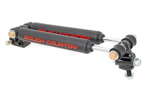 Rough Country Dual Steering Stabilizer Kit Front For 2.5-6.5 in. Lift Incl. 2-Black Series Hydraulic Shocks Bracketry Hardware - 87308