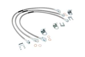Rough Country Brake Lines 4-6 in. Stainless Steel Extended Brake Line Extra Length Internal Teflon Layer Even Under 4000 PSI Hollow Fasteners At Both Ends Provide Leak Free Flow Path - 89715