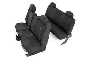 Rough Country Seat Cover Set Incl. Front Seat Cover Rear Seat Cover [4]Headrest Covers Neoprene Black - 91019