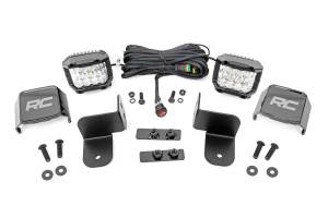 Rough Country Black Series LED Kit 3 in. Rear Wide Angle 13500 Lumens 140 Watts Incl. Wiring Harness Switch Mounting Brackets Hardware - 93084