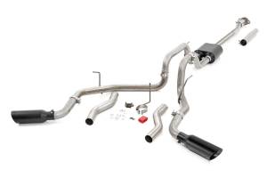 Rough Country Exhaust System Dual Cat-Back Black Tips Stainless Includes Installation Instructions - 96010