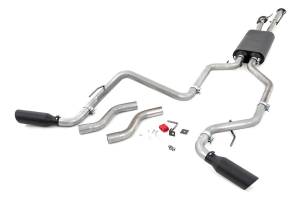 Rough Country Exhaust System Dual Cat-Back Black Tips Stainless Includes Installation Instructions - 96012