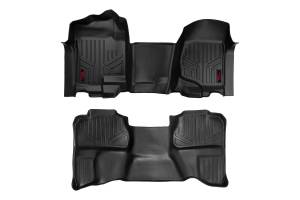 Rough Country Heavy Duty Floor Mats Bench Seat Quick Easy Installation Spill Saver Lip All Weather Protection Front And Rear Extended Cab - M-21072