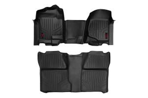 Rough Country Heavy Duty Floor Mats Bench Seat Quick Easy Installation Spill Saver Lip All Weather Protection Front And Rear Crew Cab - M-21073
