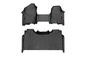 Rough Country Heavy Duty Floor Mats Front / Rear Semi Flexible Made Of Polyethylene Textured Surface Half Console w/Rear Under Seat Storage - M-31420