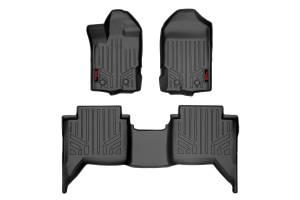 Rough Country Heavy Duty Floor Mats Front/Rear Semi Flexible Black Series Made Of Ultra Durable Polyethylene Textured Surface - M-51002