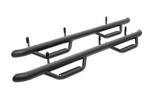 Rough Country Nerf Steps Length 74 in. 3 in. Diameter Textured Black Zinc Base Coat And Black Finish Made Of Ultra Durable 0.084 Wall Corrosion Resistant Tubing Drop Step Design Pair - RCF1981CC