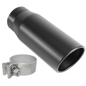 MagnaFlow Exhaust Products - MagnaFlow Tip Black Coated  w/ Clamp Single Wall Round Outlet 4in Diameter 3in Inlet 12in Length - Image 2