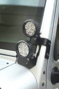 Rugged Ridge - Rugged Ridge Light Mount Kit, A-Pillar, Semi-Gloss Black, Round LED; 07-18 Wrangler 11232.32 - Image 3