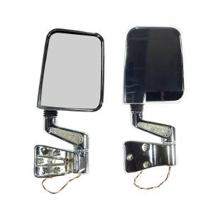 Rugged Ridge Door Mirror Kit, LED Turn Signals, Chrome; 87-02 Jeep Wrangler 11016.01