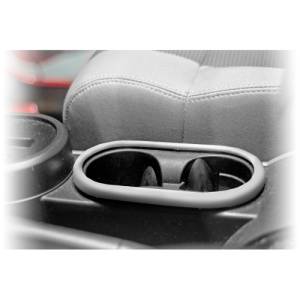 Interior - Center Consoles - Rugged Ridge - Rugged Ridge Cup Holder Trim, Front, Brushed Silver; 07-10 Jeep Wrangler JK 11151.13
