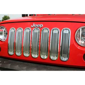 Rugged Ridge Grille Insert, Billet Style, Polished Aluminum; 07-18 Jeep Wrangler JK 11401.20