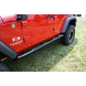 Rugged Ridge Tube Side Step Kit, Round, 3 Inch, Black; 07-18 Jeep Wrangler, 4 Door 11590.06